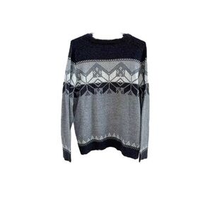 🌺LANDS’ END Gray Fair Isle Style Wool Blend Pullover Sweater Size Medium🌺
